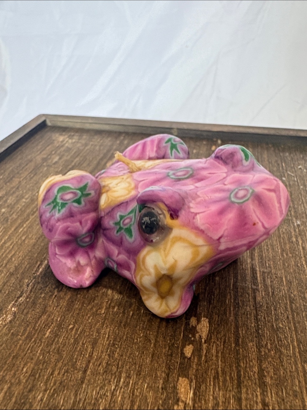 Millefiori Style Wax Frog Candle unlit